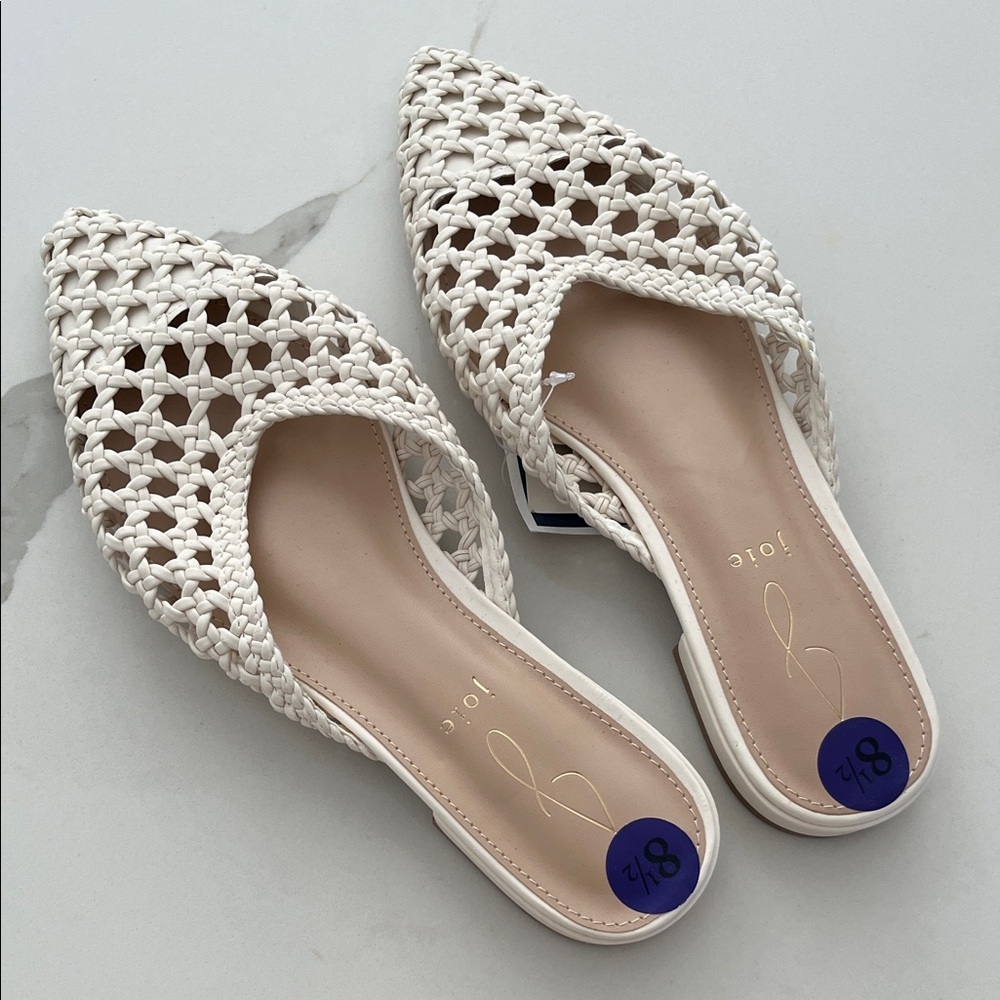 Joie Cream Woven Mules